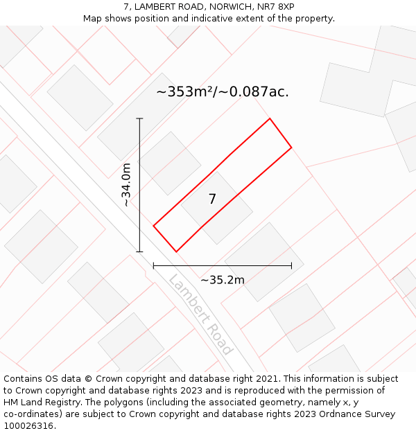 7, LAMBERT ROAD, NORWICH, NR7 8XP: Plot and title map