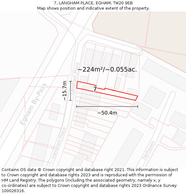 7, LANGHAM PLACE, EGHAM, TW20 9EB: Plot and title map