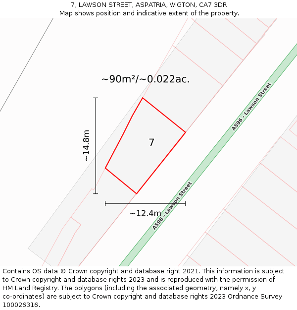7, LAWSON STREET, ASPATRIA, WIGTON, CA7 3DR: Plot and title map