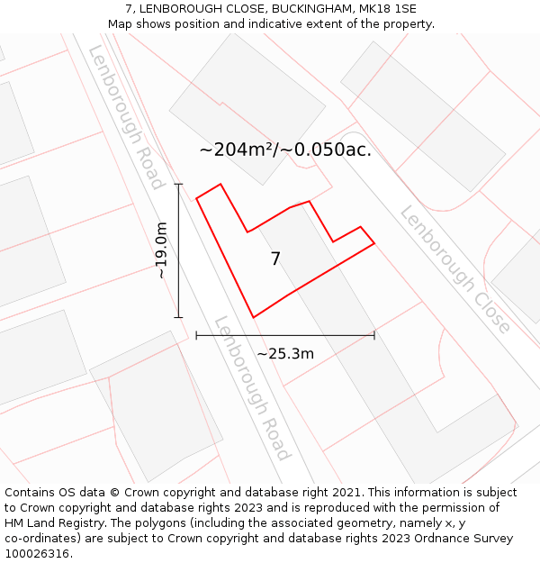 7, LENBOROUGH CLOSE, BUCKINGHAM, MK18 1SE: Plot and title map
