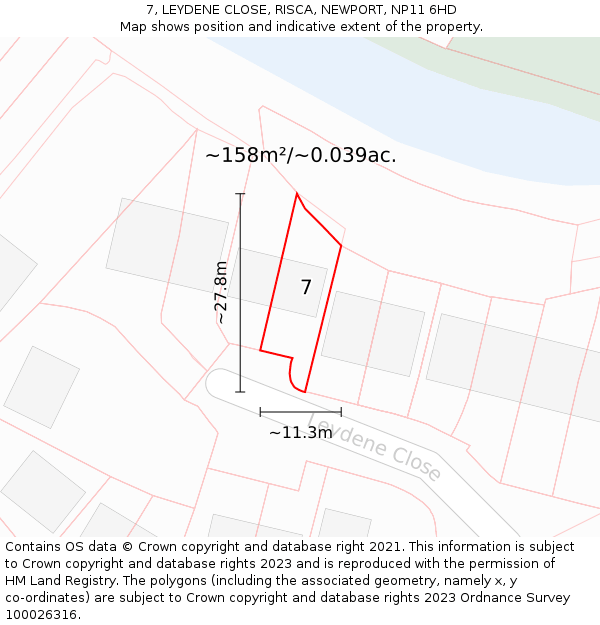 7, LEYDENE CLOSE, RISCA, NEWPORT, NP11 6HD: Plot and title map