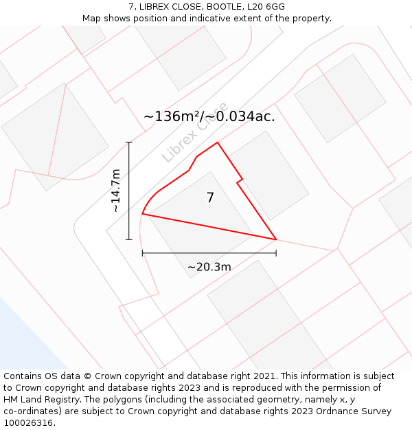 7, LIBREX CLOSE, BOOTLE, L20 6GG: Plot and title map