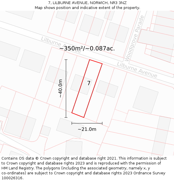 7, LILBURNE AVENUE, NORWICH, NR3 3NZ: Plot and title map