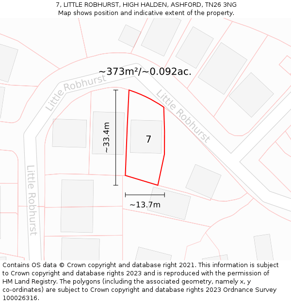 7, LITTLE ROBHURST, HIGH HALDEN, ASHFORD, TN26 3NG: Plot and title map