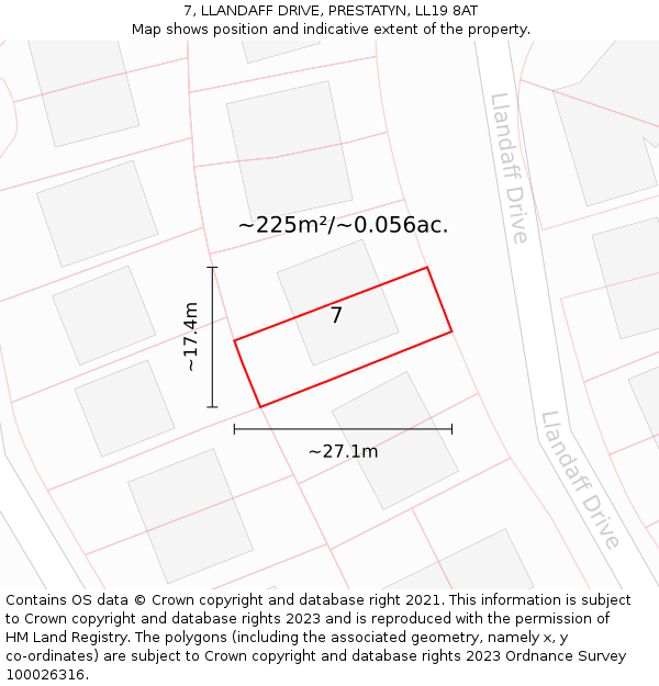 7, LLANDAFF DRIVE, PRESTATYN, LL19 8AT: Plot and title map