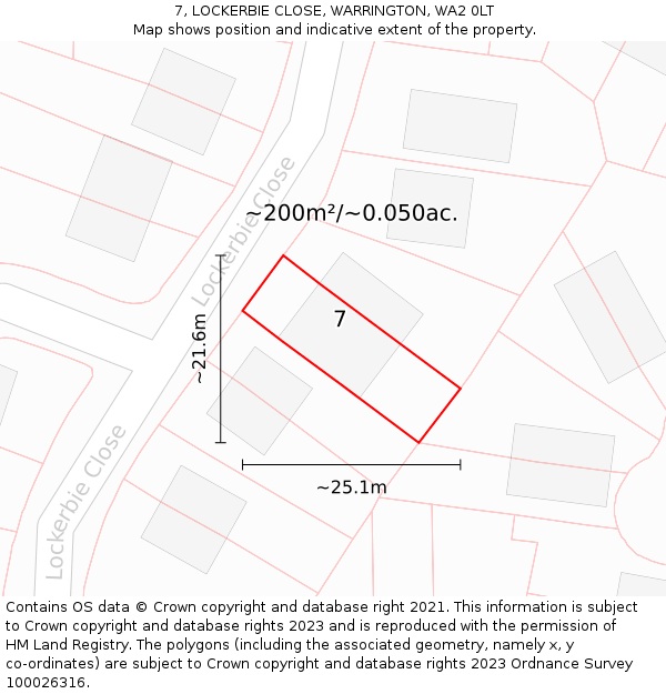 7, LOCKERBIE CLOSE, WARRINGTON, WA2 0LT: Plot and title map