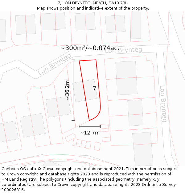 7, LON BRYNTEG, NEATH, SA10 7RU: Plot and title map