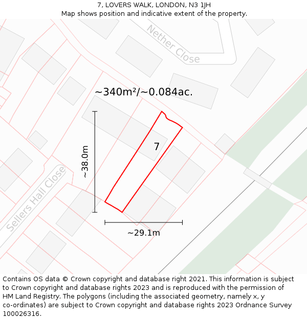 7, LOVERS WALK, LONDON, N3 1JH: Plot and title map