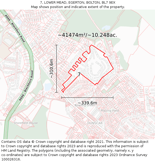 7, LOWER MEAD, EGERTON, BOLTON, BL7 9EX: Plot and title map