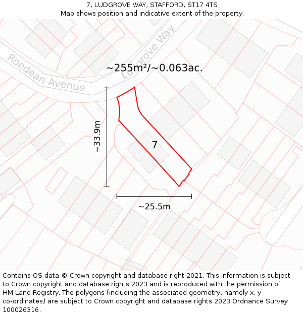 7, LUDGROVE WAY, STAFFORD, ST17 4TS: Plot and title map