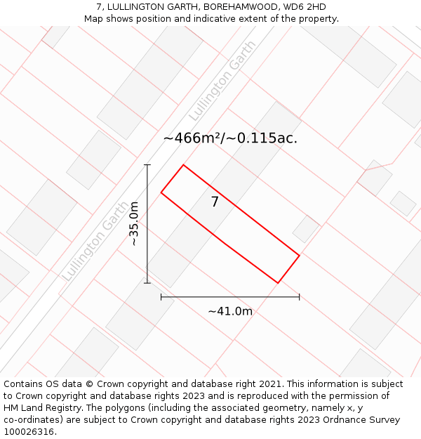 7, LULLINGTON GARTH, BOREHAMWOOD, WD6 2HD: Plot and title map