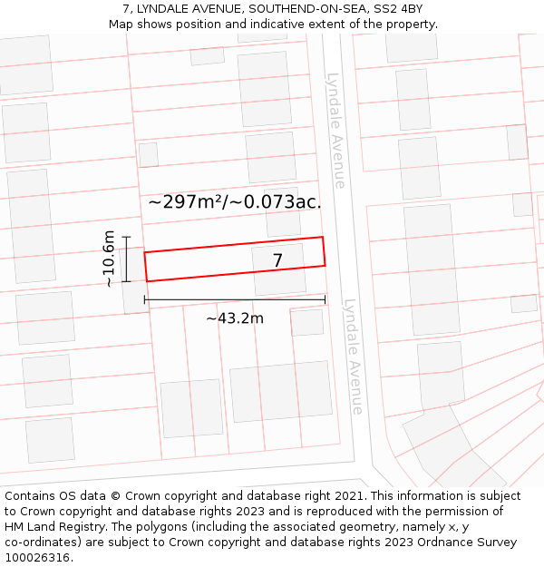7, LYNDALE AVENUE, SOUTHEND-ON-SEA, SS2 4BY: Plot and title map