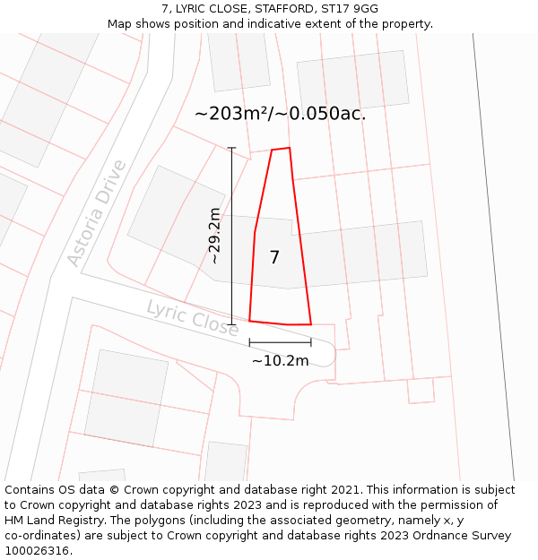 7, LYRIC CLOSE, STAFFORD, ST17 9GG: Plot and title map