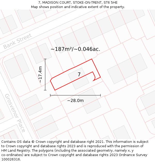 7, MADISON COURT, STOKE-ON-TRENT, ST6 5HE: Plot and title map