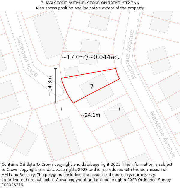 7, MALSTONE AVENUE, STOKE-ON-TRENT, ST2 7NN: Plot and title map