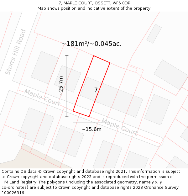 7, MAPLE COURT, OSSETT, WF5 0DP: Plot and title map