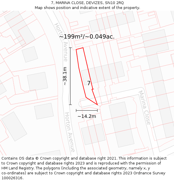 7, MARINA CLOSE, DEVIZES, SN10 2RQ: Plot and title map