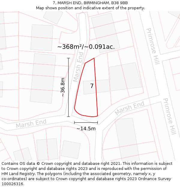 7, MARSH END, BIRMINGHAM, B38 9BB: Plot and title map