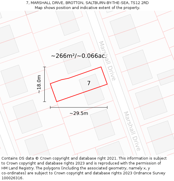 7, MARSHALL DRIVE, BROTTON, SALTBURN-BY-THE-SEA, TS12 2RD: Plot and title map