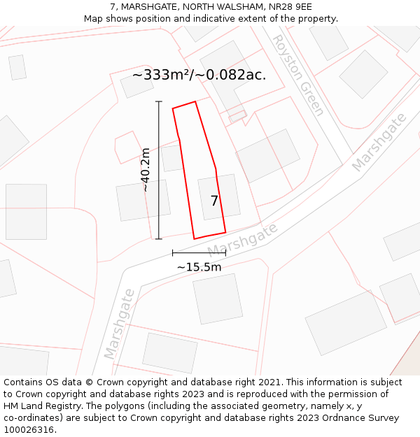 7, MARSHGATE, NORTH WALSHAM, NR28 9EE: Plot and title map