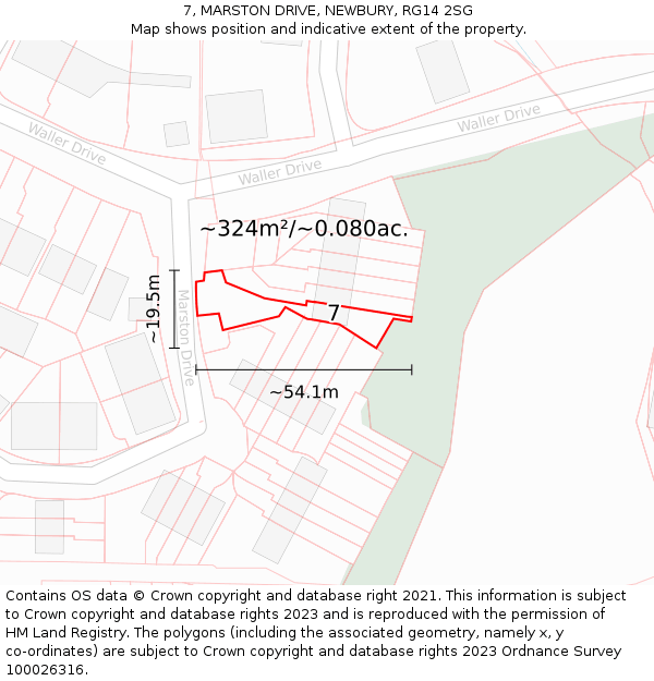 7, MARSTON DRIVE, NEWBURY, RG14 2SG: Plot and title map