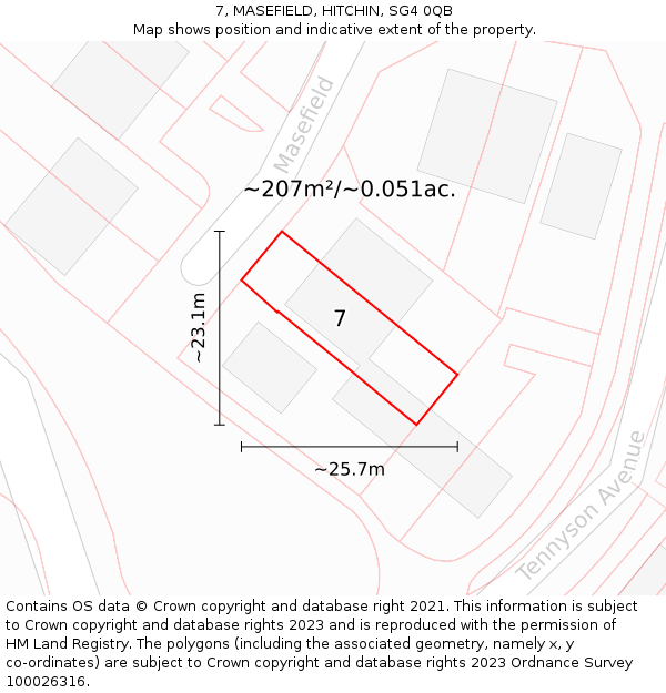 7, MASEFIELD, HITCHIN, SG4 0QB: Plot and title map