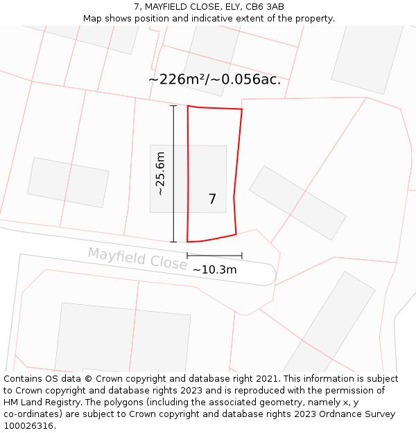 7, MAYFIELD CLOSE, ELY, CB6 3AB: Plot and title map