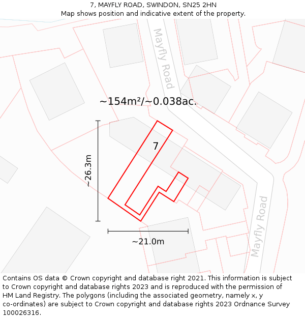 7, MAYFLY ROAD, SWINDON, SN25 2HN: Plot and title map