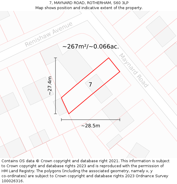 7, MAYNARD ROAD, ROTHERHAM, S60 3LP: Plot and title map