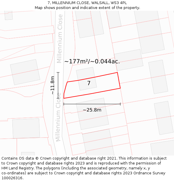 7, MILLENNIUM CLOSE, WALSALL, WS3 4PL: Plot and title map