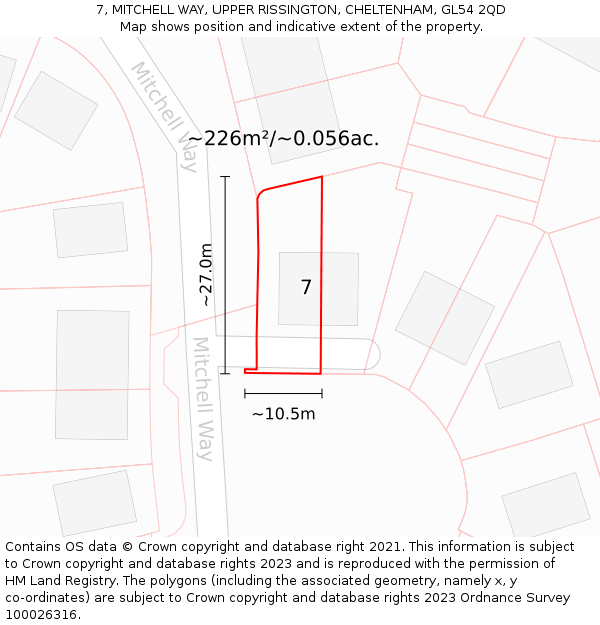 7, MITCHELL WAY, UPPER RISSINGTON, CHELTENHAM, GL54 2QD: Plot and title map