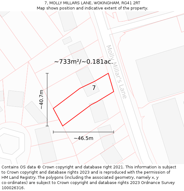 7, MOLLY MILLARS LANE, WOKINGHAM, RG41 2RT: Plot and title map
