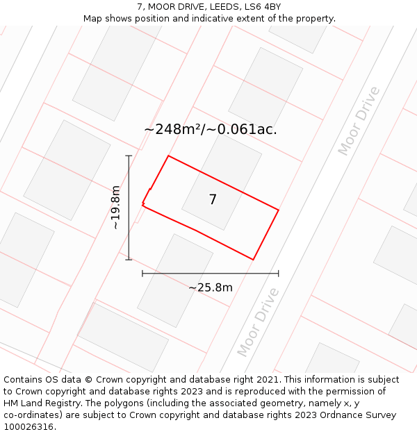 7, MOOR DRIVE, LEEDS, LS6 4BY: Plot and title map