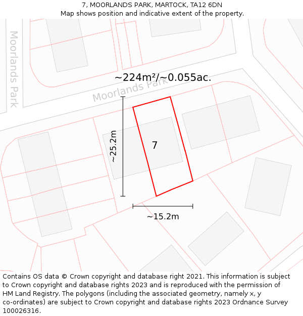 7, MOORLANDS PARK, MARTOCK, TA12 6DN: Plot and title map