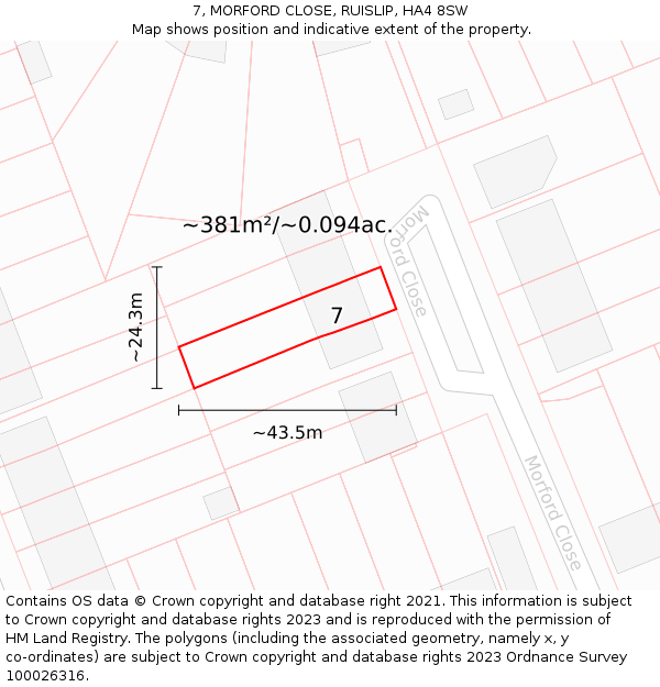 7, MORFORD CLOSE, RUISLIP, HA4 8SW: Plot and title map