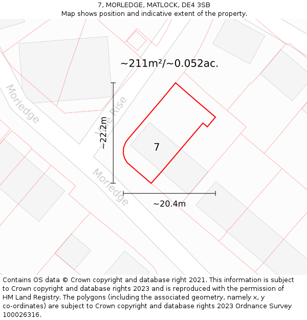 7, MORLEDGE, MATLOCK, DE4 3SB: Plot and title map