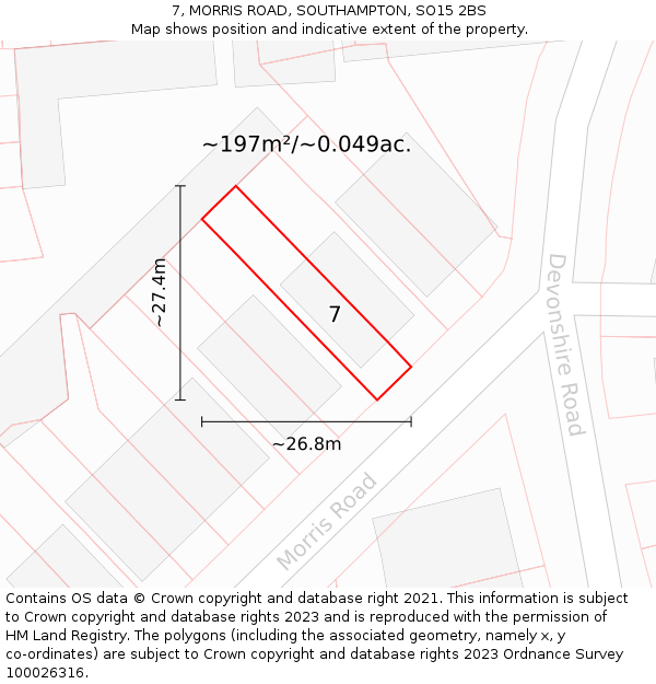 7, MORRIS ROAD, SOUTHAMPTON, SO15 2BS: Plot and title map