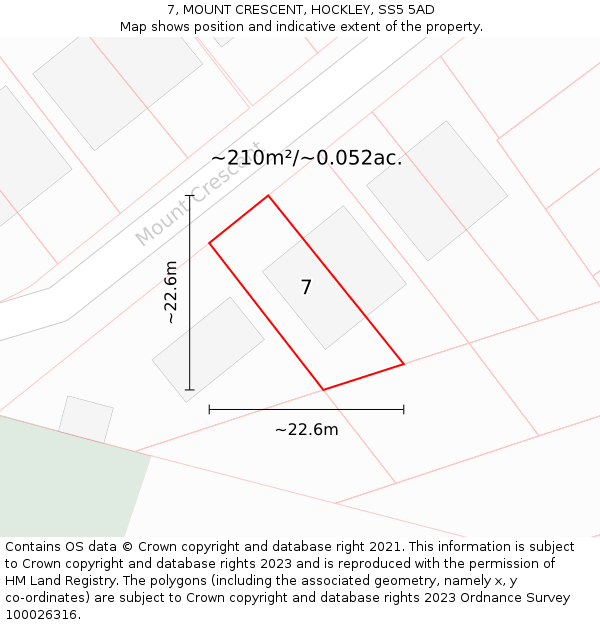 7, MOUNT CRESCENT, HOCKLEY, SS5 5AD: Plot and title map