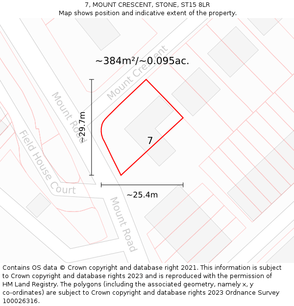 7, MOUNT CRESCENT, STONE, ST15 8LR: Plot and title map