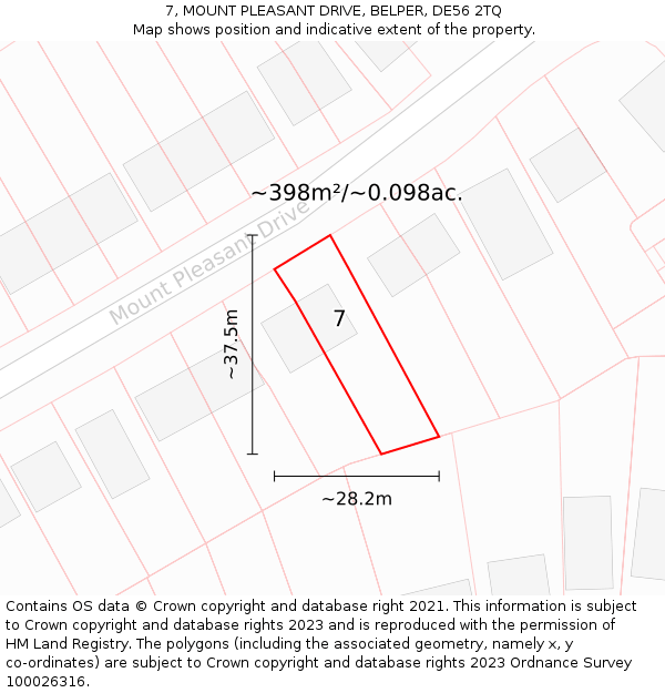 7, MOUNT PLEASANT DRIVE, BELPER, DE56 2TQ: Plot and title map