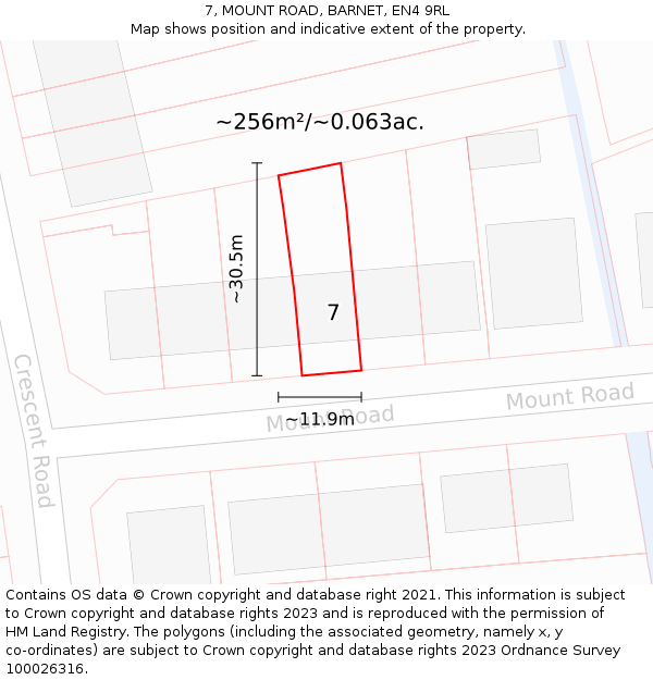 7, MOUNT ROAD, BARNET, EN4 9RL: Plot and title map