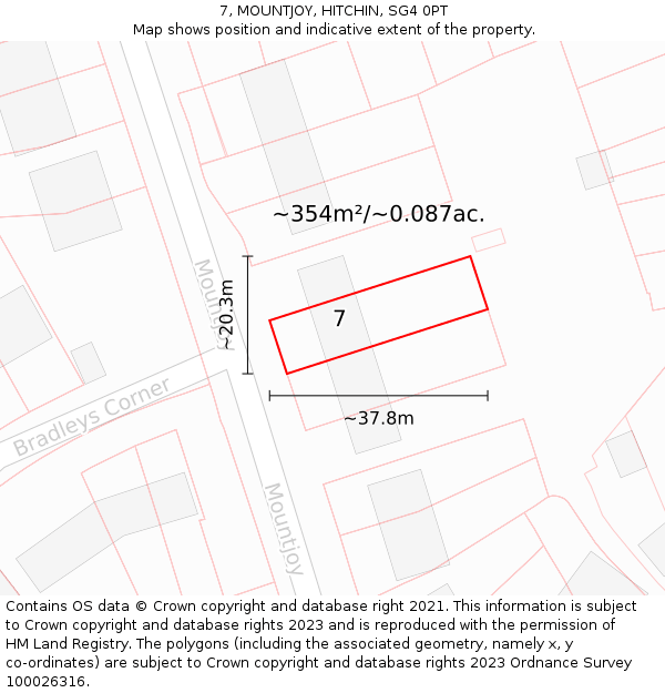 7, MOUNTJOY, HITCHIN, SG4 0PT: Plot and title map