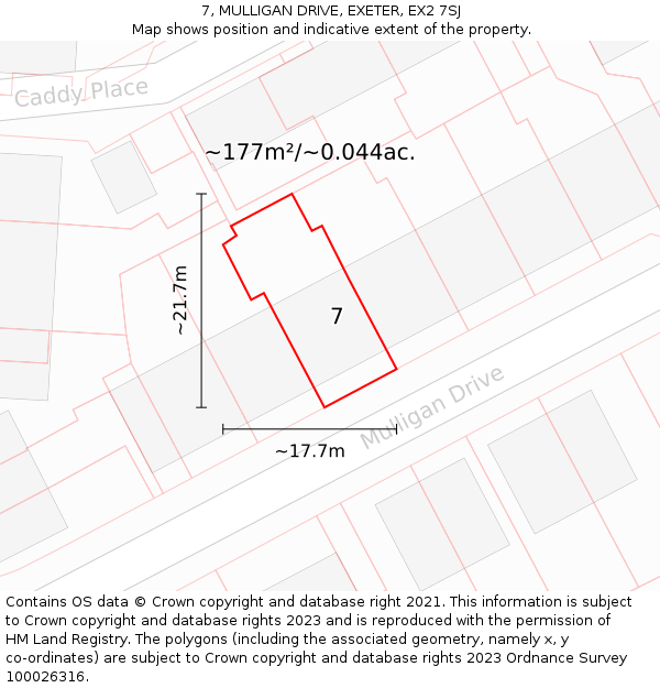 7, MULLIGAN DRIVE, EXETER, EX2 7SJ: Plot and title map