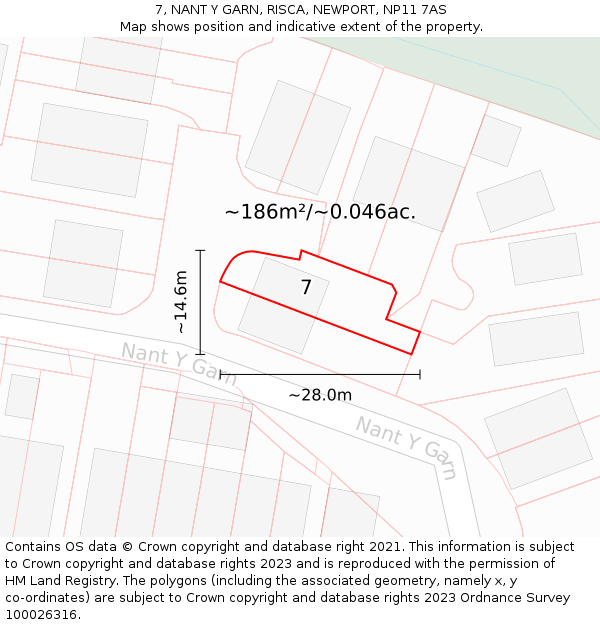 7, NANT Y GARN, RISCA, NEWPORT, NP11 7AS: Plot and title map
