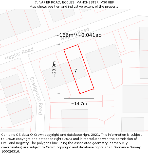7, NAPIER ROAD, ECCLES, MANCHESTER, M30 8BF: Plot and title map