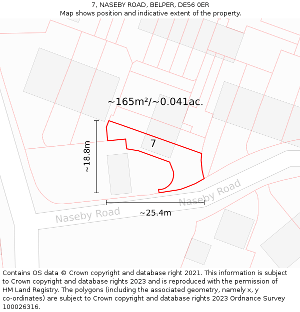 7, NASEBY ROAD, BELPER, DE56 0ER: Plot and title map