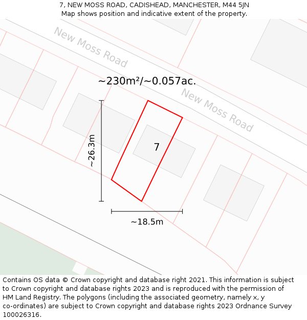 7, NEW MOSS ROAD, CADISHEAD, MANCHESTER, M44 5JN: Plot and title map