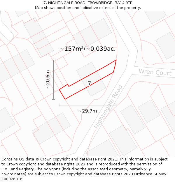 7, NIGHTINGALE ROAD, TROWBRIDGE, BA14 9TP: Plot and title map