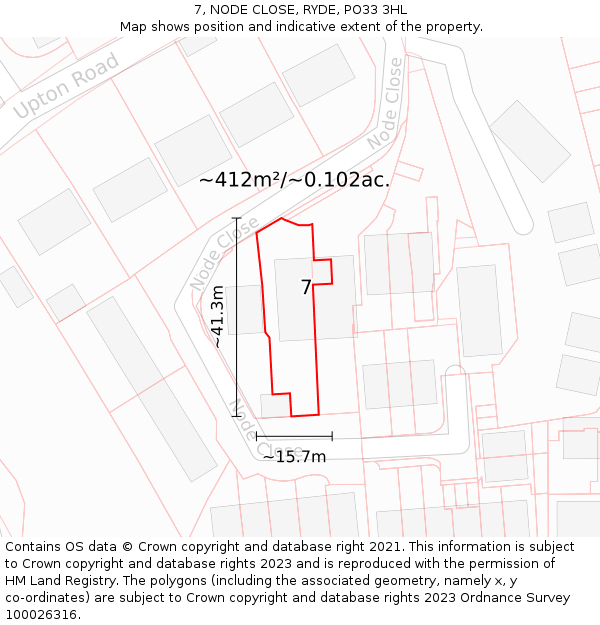 7, NODE CLOSE, RYDE, PO33 3HL: Plot and title map