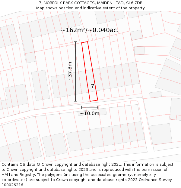 7, NORFOLK PARK COTTAGES, MAIDENHEAD, SL6 7DR: Plot and title map